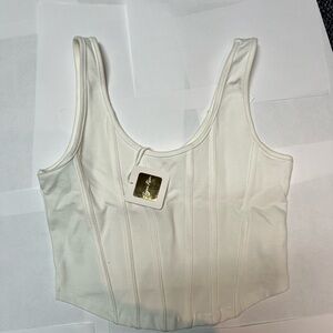 White cropped corset tank top